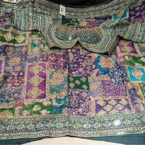 Colorful Embroidered Fabric with Sequins